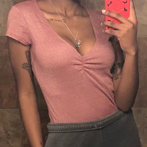 Pink V Neck Top
